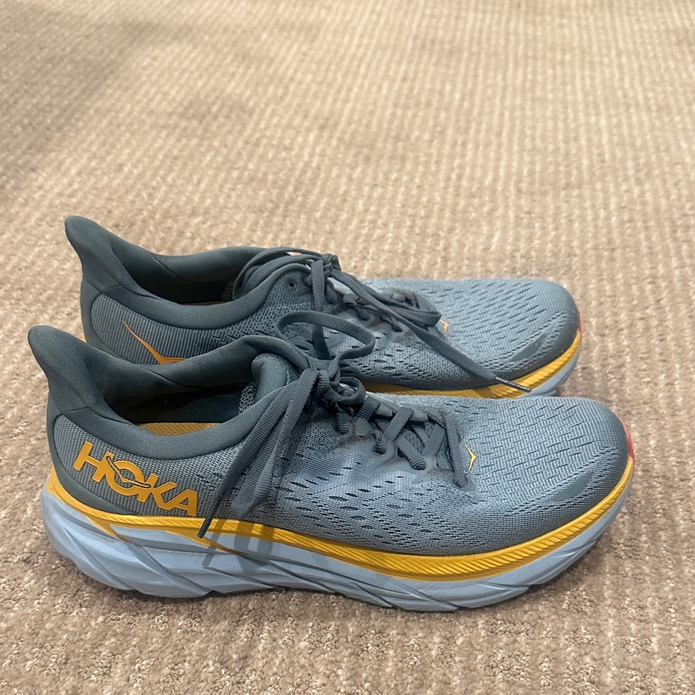 Hoka Lightweight Running Shoes in Slate Gray and Yellow